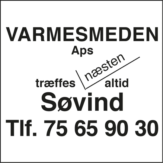 Annonce fra Varmesmeden i Søvind